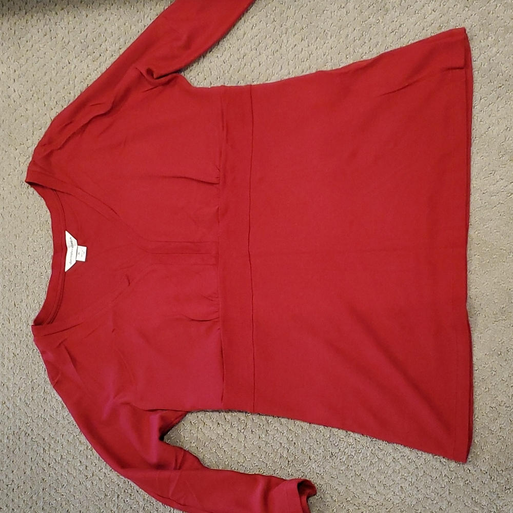 NEW Christopher & Banks Red Blouse XL PIMA COTTON